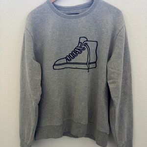 French Connection Gray Crewneck Sweatshirt with Navy Sneaker Outline